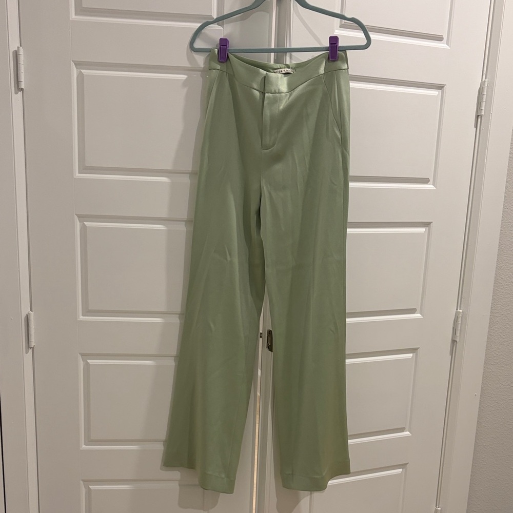 Alice + Olivia Mint Green Silky Trousers